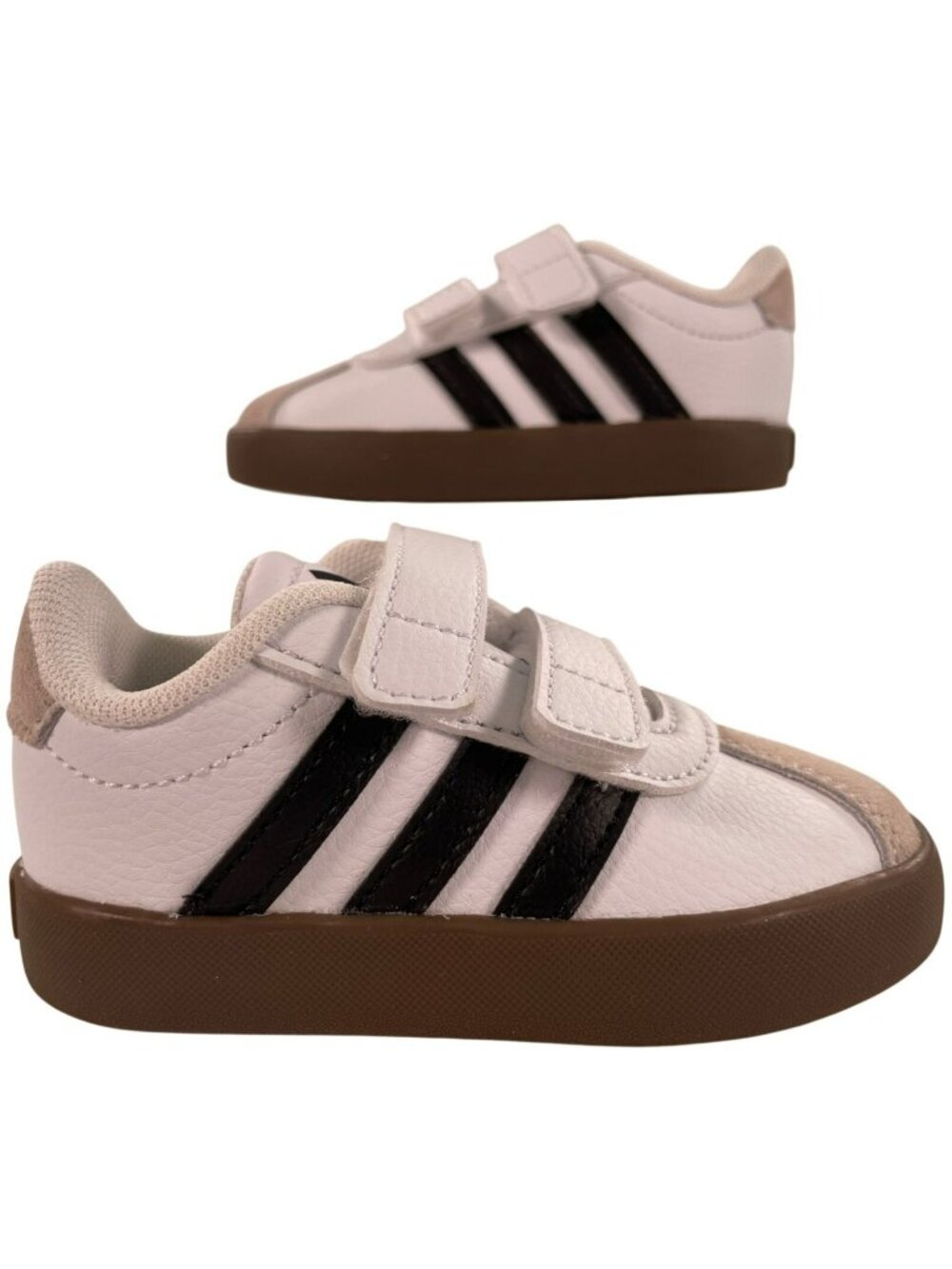 Adidas VL Court 3.0 CF I Sneakers White Black Stripes Cute Sporty Toddler Sz 5K